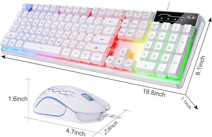 Gaming Keyboard and Mouse Combo, K1 RGB LED Backlit Keyboard with 104 Key for PC/Laptop(White) - Image 3