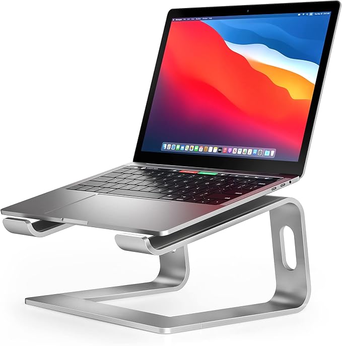 Nulaxy Full Aluminum Laptop Stand, Stable Support to 22 lbs, Silver | Detachable for Portable Storage, Easy Setup, Saves Desk Space, Compatible with 10-16 Inch Laptops, Office Desk Accessories by Nulaxy