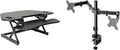 Rocelco 46" Height Adjustable Corner Standing Desk Converter with Dual Monitor Arm Bundle - Quick Sit Stand Up Computer Workstation Riser - Extra Large Keyboard Tray - Black (R CADRB-46-DM2) by Rocelco