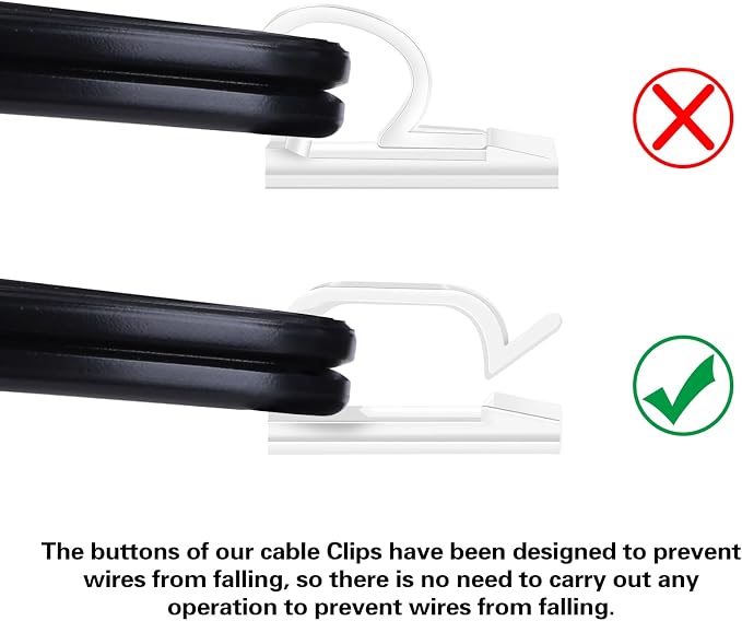 60 PCS XHF 5/8” Adhesive Cable Wire Clips Clear, Outdoor Christmas Light Clips, Cable Staples Cable Management Wire Organizer Cord Holder for Under Desk, Car, Wall, TV PC Ethernet Cable - Image 4