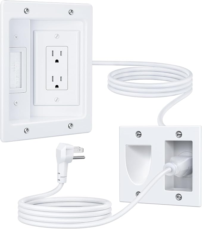 in Wall Cable Management Kit, Cable Concealer Kit for Wall Mounted TV, Recessed Outlet with TV Cord Hider for Power Cables & Low Voltage Cables, Fits All Plugs by ZEXMTE