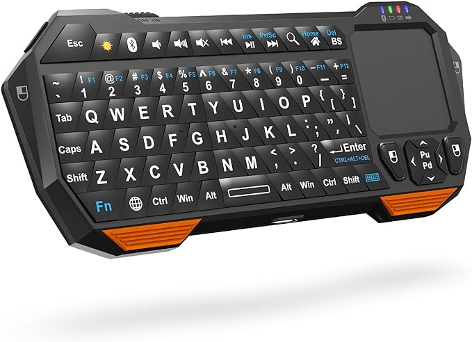 Fosmon Mini Bluetooth Keyboard (QWERTY Keypad), Wireless Portable with Touchpad, Compatible with Apple TV, Amazon Fire Stick, PS4, PS4 Pro, PS5, HTPC/IPTV, VR Glasses, Smartphones by Fosmon