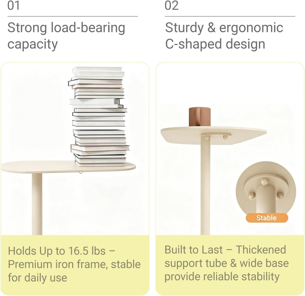 Modern C-Shaped End Table, Small Metal Side Table for Sofa Couch Bed Snack Tray Tables for Living Room Bedroom - Image 6