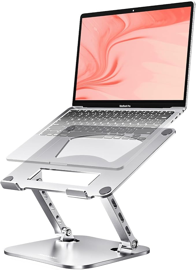 Laptop Stand for Desk – 2.5mm Aluminum Ergonomic Riser, Adjustable Height & Angle, Sturdy Yet Lightweight, Fits 10-17.3 Inch MacBook Pro/Air, Dell XPS, HP,Silver. by Unknown