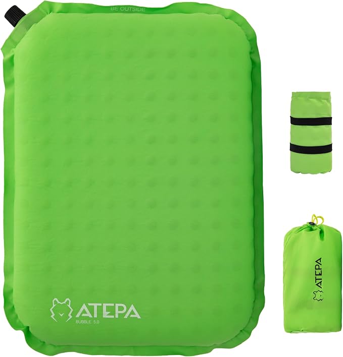 ATEPA Inflatable Seat Cushion | 2" & 2.5" Foam Core Seat Pad, Self Inflating, Compact, Stadium, Airplane, Travel, Camping, Hiking, Sports events by ATEPA