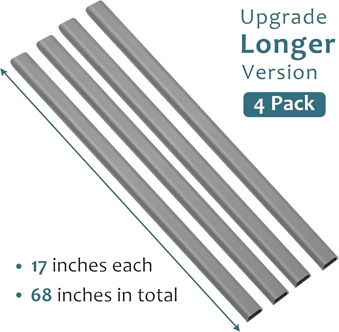 ZhiYo Wire Covers for 2 Cords, Wire Hider on Wall Mounted, 68in Cord Cover Kit, Cable Cover Paintable, Cable Concealer for Extension Cord, Ethernet Cable, Speaker Wire Hider, Grey W0.7in H0.4in - Image 3