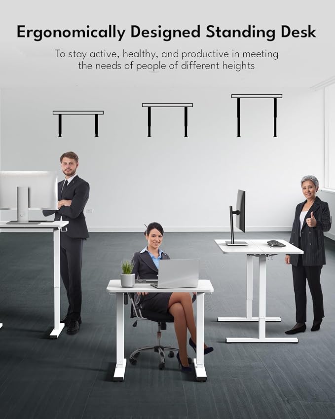 Small Electric Standing Desk, Gaming Desk, 31.5x24 Inch, White | Height Adjustable Computer Desk with Smart Controller, Sit and Stand Up Table for Home, Office, Work, Study, Writing - Image 3