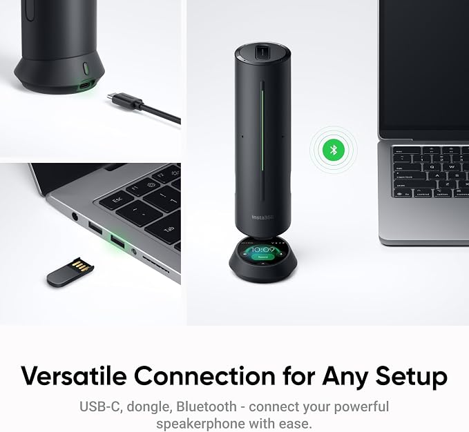 Insta360 Wave AI Conference Speakerphone with Bluetooth, Noise-Canceling Mics, Beamforming, Zoom Certified, AI Transcription & Summary, 32GB Storage for Meetings, Podcasts, Home office and Livestreams - Image 9