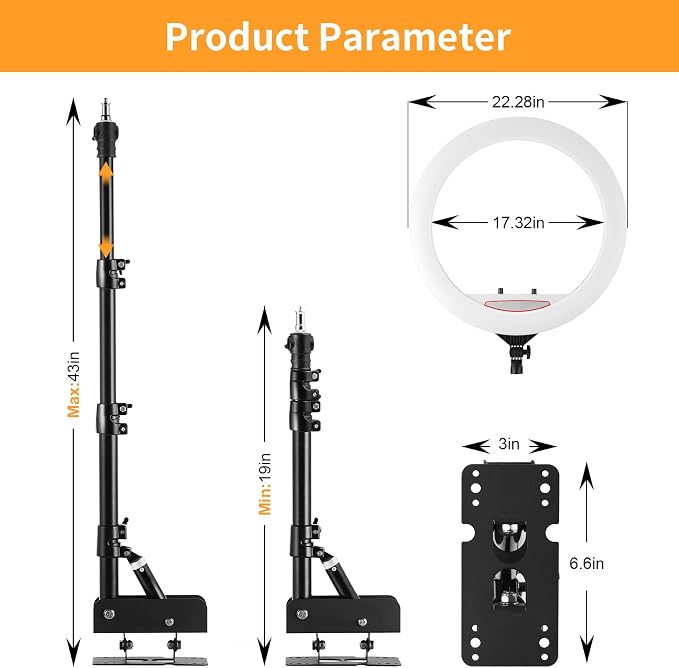 SITTO 22 inch Ring Light with Remote Control, 43 inch Wall Mounted Boom Arm | Ring Light Wall Mount for Live Streaming, Beauty Salon, Barber Light, Tattoo Light, Photography Lighting Studio - Image 7