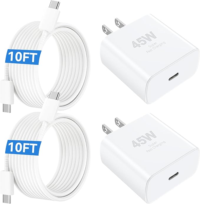 45W USB C Super Fast Charger Type C Charger Fast Charging Android Phone Charger Block with 10FT Type C Charging Cable for Samsung Galaxy S26 Ultra/S26/S26+/S25/S25 Ultra/S25+/S24 Ultra/S23 Ultra/S22 by Vilive