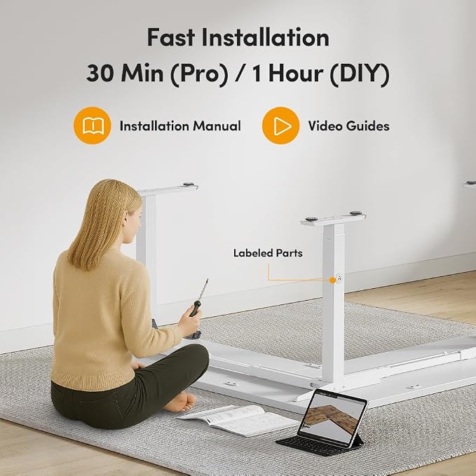 Cubiker 75 * 63" L Shaped Standing Desk, Reversible Corner Standing Desk, Suitable for Home Office, White - Image 6