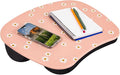 LAPGEAR MyStyle Lap Desk – Pink Daisy, Fits 15.6” Laptops | Dual-Bolster Microbead Cushion, Built-In Carry Handle, Ergonomic Curved Front Edge by LapGear