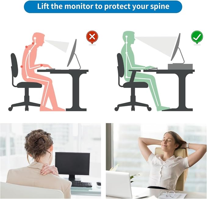gianotter Computer Monitor Stand Riser with Drawer | Desk Organizers and Accessories Desk Accessories & Workspace Desktop Organizers Storage for Printer Stand (Dark Green) - Image 4