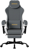 Honeycomb Embossed Gaming Chair with Footrest & Massage Lumbar Support, Adjustable Ergonomic Office Chair for Adults, 300 lbs (Grey White) by segedom