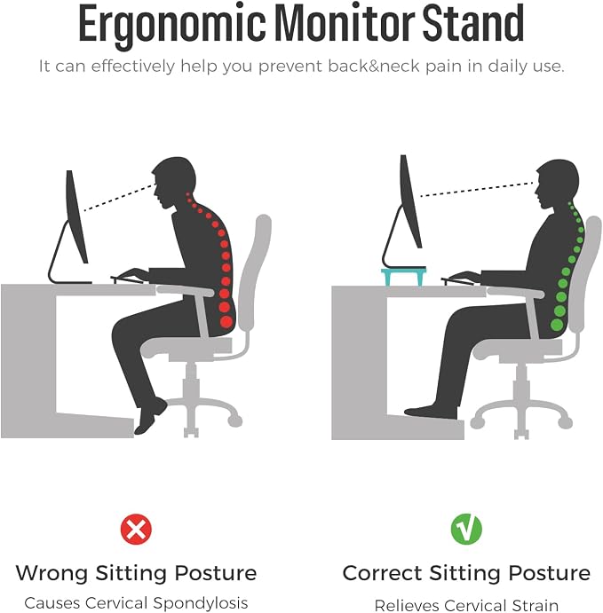 loukin Dual Monitor Stand Riser for Desk, 43.6" × 8.2" Computer Stand, Wood | Supports 22 lb, No Installation Required, Water-Resistant Surface, Fits Laptops and Printers, Ergonomic Design - Image 7
