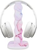 CamyCosy Headphone Stand Gaming Headset Holder for Desk,Luxury Pink Marble Pattern Earphone & Cellphone Stand Desk Accessories for All Headphones Size by CameCosy