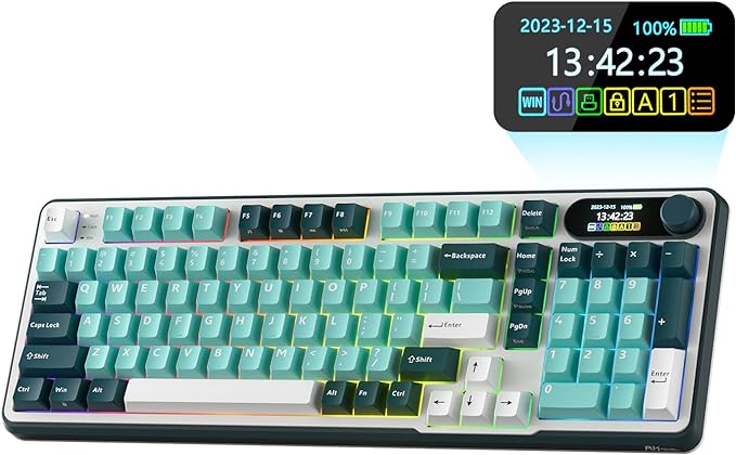 RK ROYAL KLUDGE S98 Wireless Mechanical Keyboard w/Smart Display & Knob | 96% RGB Wireless Gaming Keyboard BT/2.4G/USB-C, Hot Swappable Custom Keyboards, Creamy Sound Silent Computer Keyboard by RKROYALKLUDGE