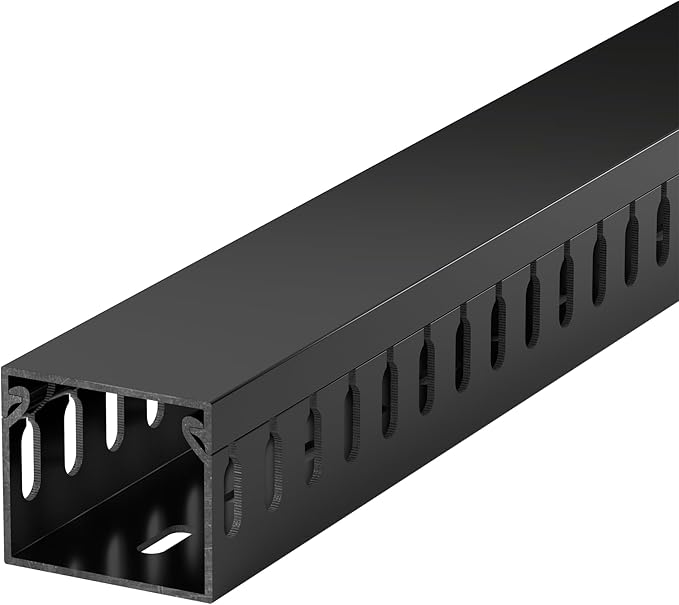 1.4"H x 1.6"W Cable Raceway, 66in Under Desk Wire Management Channel, Black | Slotted Wire Duct, 4Pack, 16.5in Each, Heavy-Duty PVC Cable Management for Server Racks, Network Cables & Electrical Cabinets - Image 7