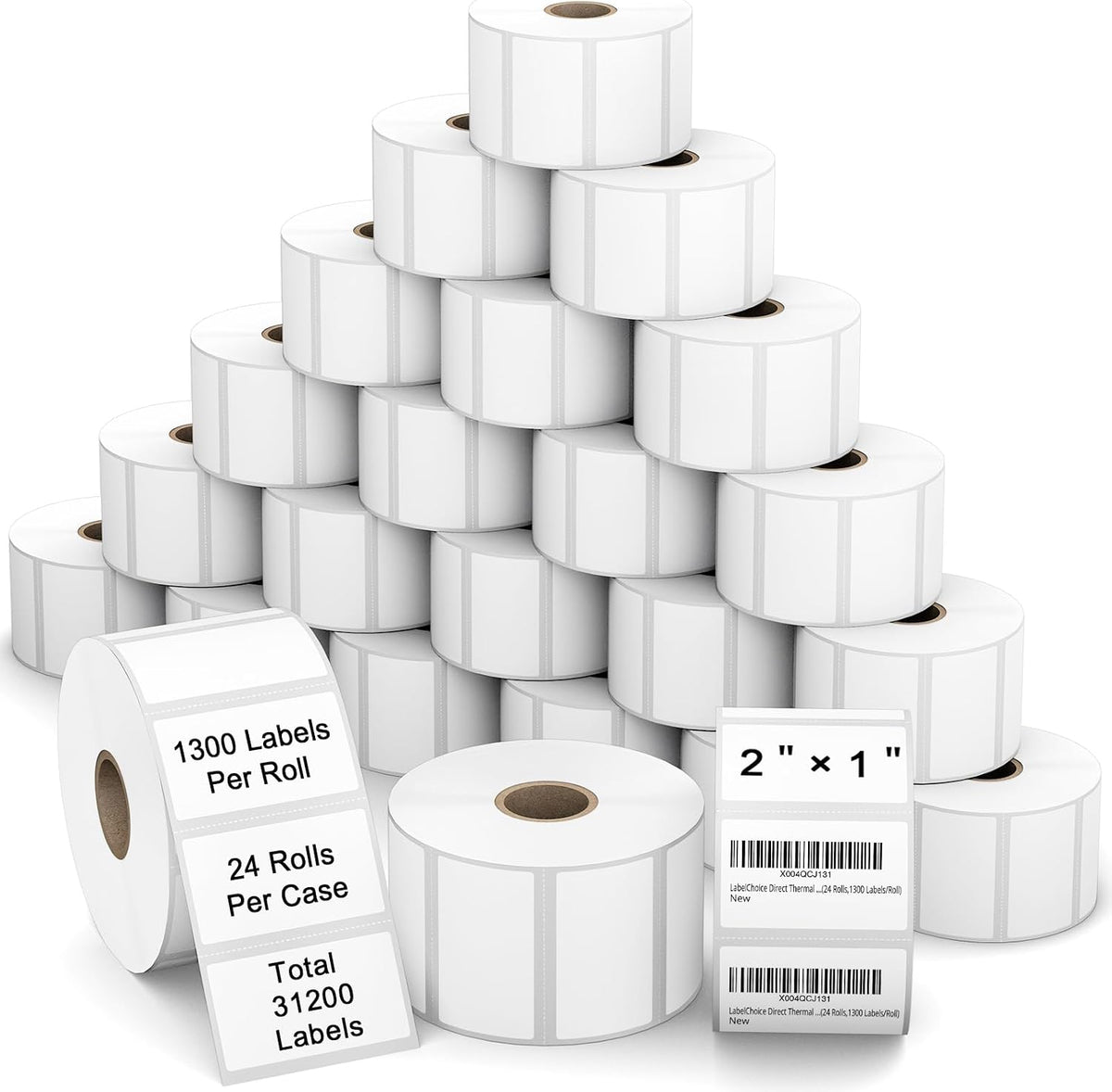 2"x1" 3-Proof Direct Thermal Barcode Labels Rolls for Zebra LP2824 ZD411 ZD410 ZD421 ZD420 GK420D, 24 Rolls 31200 Pcs Waterproof Return Address Label Used with Rollo MUNBYN Desktop Printer by LabelChoice