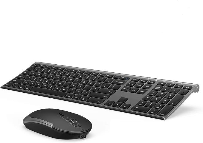Vssoplor Wireless Keyboard and Mouse, Rechargeable Ultra Slim, Dark Gray | Quiet Full-Size Keyboard and Mouse Combo Set, for Laptop, PC, Notebook, Desktop, 2.4GHz Stable Connection, for Office/Home by VssoPlorWirelesskeyboardMouse