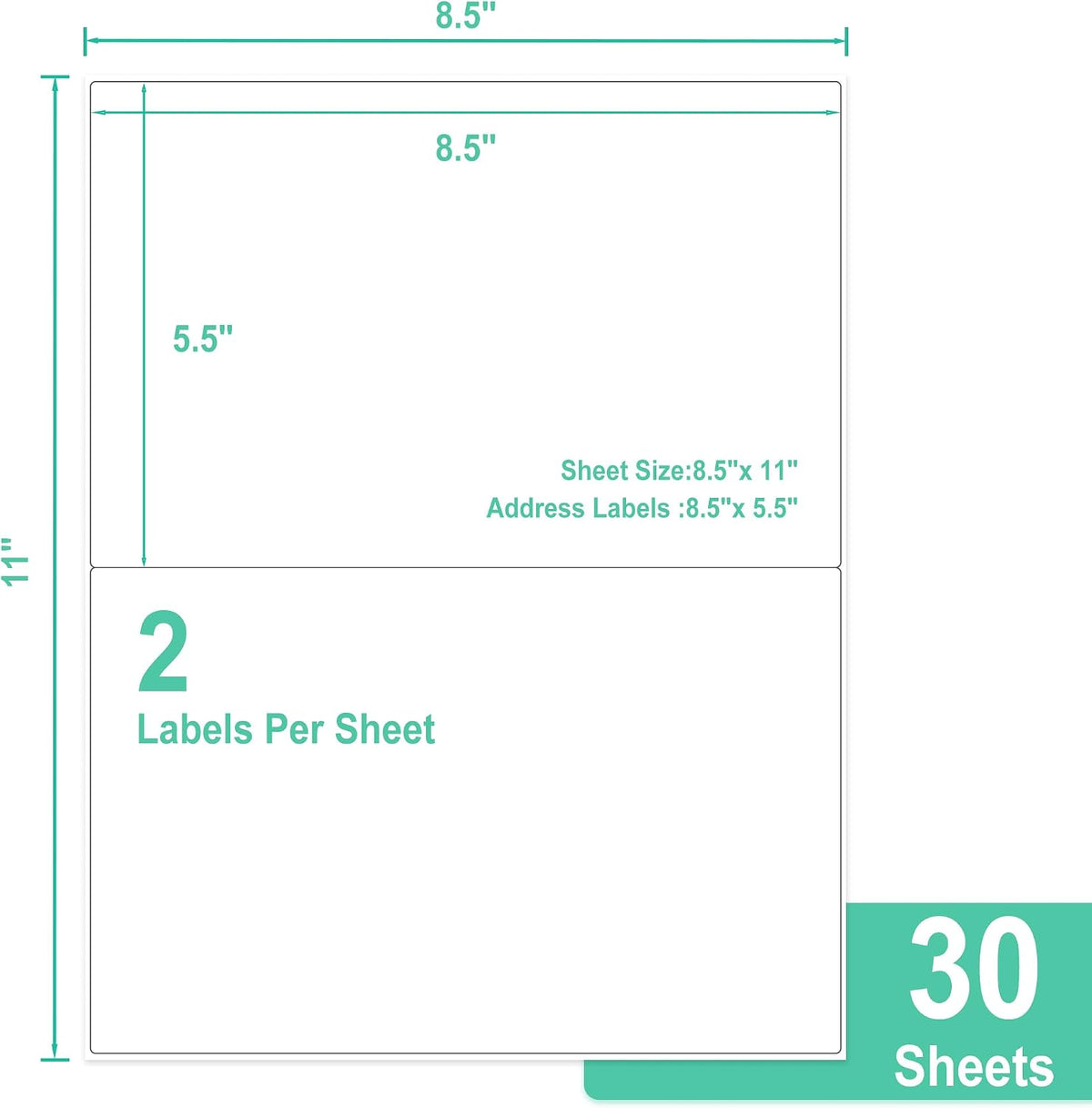 LLIKED Half Sheet Shipping Label, 60 Labels, 5.5 x 8.5，30 Sheets - Image 2