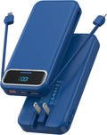 Nusyddy Portable Charger 12000mAh Fast Charging w/Built-in Wall Plug Navy | 22.5W Fast Charging, LED Display, Pass Through Charging, TSA Approved, Portable & Slim, Power Bank for iPhone, Samsung by NUSYDDY