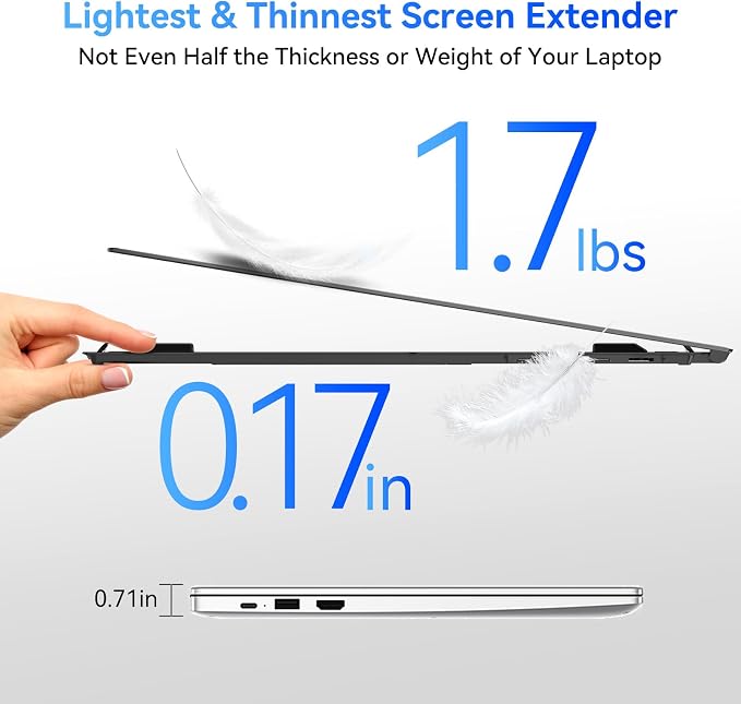Blackview Laptop Screen Extender, 1.7lbs Ultra-Light & 0.17" Ultra-Slim, 15.6" FHD 1200P IPS Portable Laptop Monitor Extender,Travel Dual Monitor for 14-17",Plug & Play for Windows/Mac/Android/Switch - Image 2