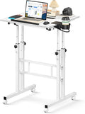Enayplon Small Standing Desk with Wheels, Mobile Stand Up Desk, Portable Standing Table on Wheels for Walking Pad, Rolling Computer Desk Adjustable Height, Tall Table by Unknown
