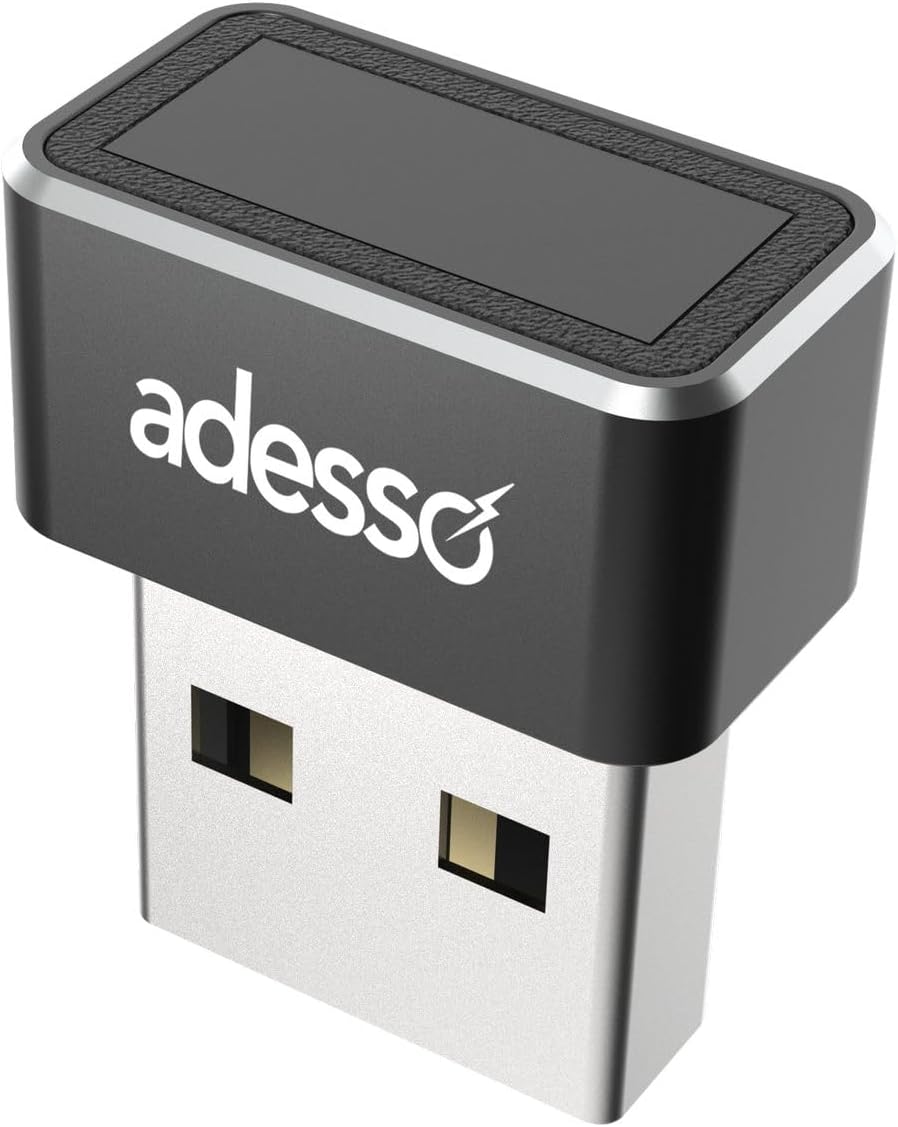 Adesso USB Fingerprint Reader Windows Hello Compatible Built-in Biometric Security AES256 Encryption Made in Taiwan TAA Compliant AFP-100-TAA by Adesso