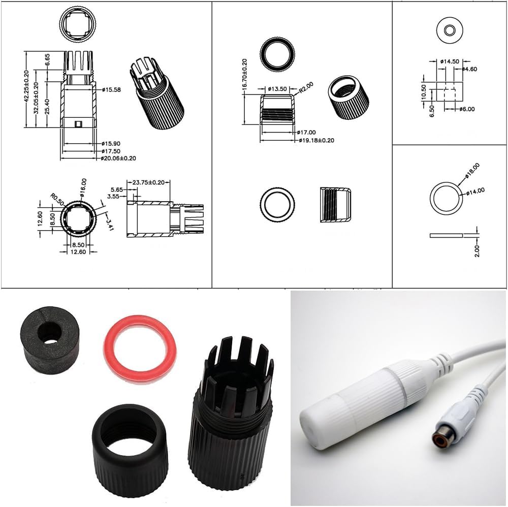 16 Set RJ45 Plug Waterproof Cap Protector Outdoor Ethernet Weatherproof End Cover for PoE Combiner Splitter Adapter Injector Kit Network IP Security Camera NVR Cam Connector - Image 7