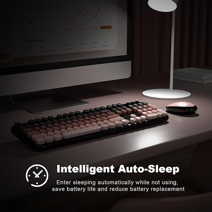 MOFII Wireless Keyboard and Mouse Combo,2.4G Typewriter Keyboard Quiet Mice | Retro Full Size Computer Keyboards, Cute Mouse, USB Dongle Plug and Play, for PC,Laptop,Desktop,Windows (Blackberry Gradient) - Image 8