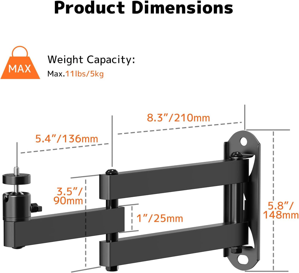 Foldable Projector Wall Mount, Fits 1/4", M4 & M6 Screws, 360° Rotation - Image 7