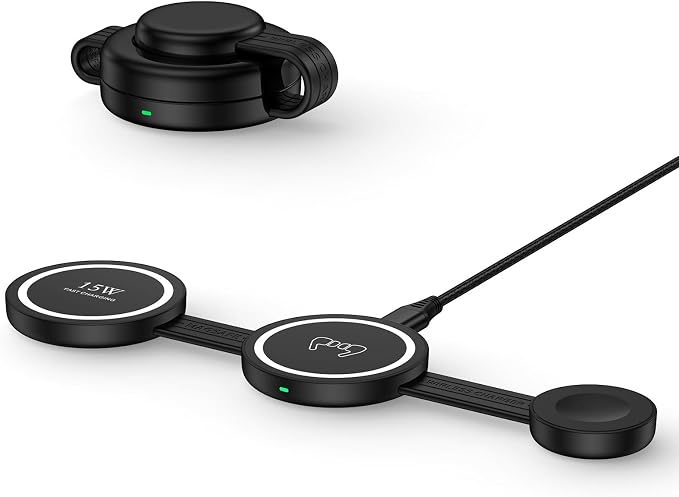 3 in 1 Wireless Charging Station Samsung, Foldable Wire Less Charging Pad for Samsung S26 S25 Ultra S24, Fast Charging Station Galaxy Watch8/7 Galaxy Buds4, Travel Charger for Samsung Multi Devices by AILKIN