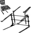 Pyle Portable Dual Laptop Stand - Standing Table with Adjustable Height, Ergonomic Design & Anti-Slip Prongs for DJ Mixer, Sound Equipment, Workstation, Gaming & Home Use - PLPTS38, Black by PyleUSA