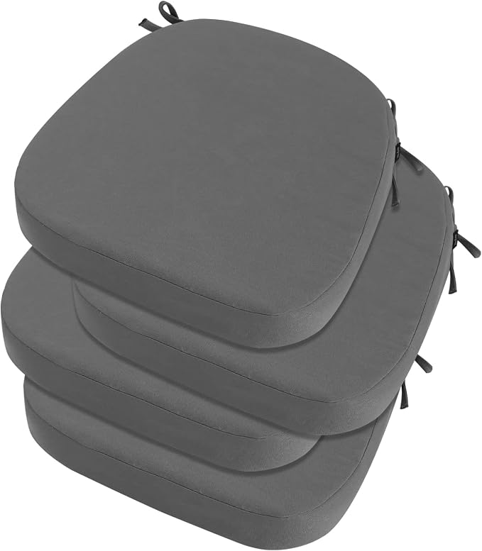 idee-home Outdoor Chair Cushions Set of 4, 19" x 19" D-Shaped | Thick Outdoor Seat Cushions Waterproof Patio Furniture with Ties Dining Pads by idee-home