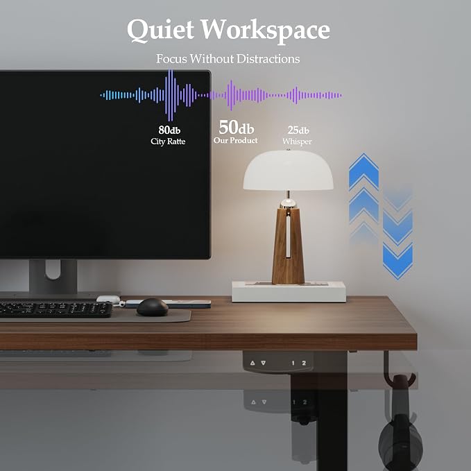 Klicelor 63 Inch Large Electric Standing Desk, Height Adjustable Office Desk, Sit Stand Up Computer Gaming Desk with Memory Preset, Three-Piece Desktop, Dark Walnut - Image 5