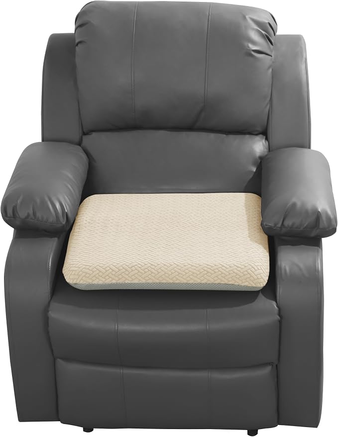HOMBYS Tufted Furry Recliner Seat Cushion for Elderly Foam Curved Edge Large Square Seat Cushion for Recliner Chair, Floor Pillow, Office Chair, Car, No Pressure on Thighs(Beige) - Image 6