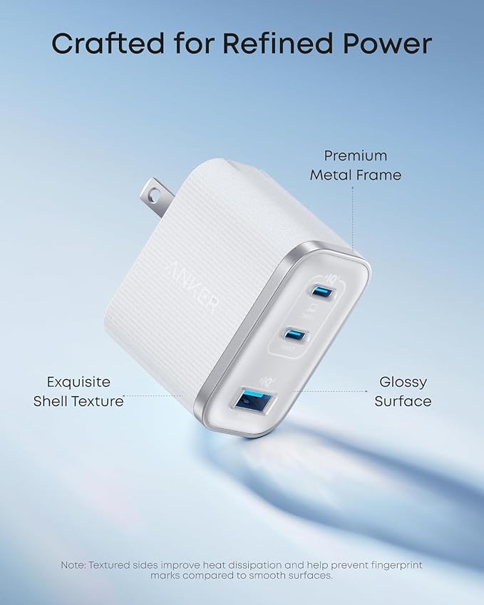Anker Nano 70W Max 3-Port Fast Charger USB C, Type C Charger Fast Charging | Compact and Stylish USB C Charger Block, for iPhone 17/17 Pro Max/16 Series, MacBook Pro, iPad (Black, Cable Included) - Image 5