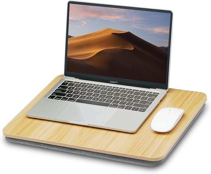 ZEAPTAC Portable Lap Laptop Desk with Pillow Cushion, Fits up to 15.6 inch Laptop, Lap Stand for Bed & Couch & Carpet, Book Tablet/Drawing Board/Computer Laptop Stand - Light Brown Wood by ZEAPTAC