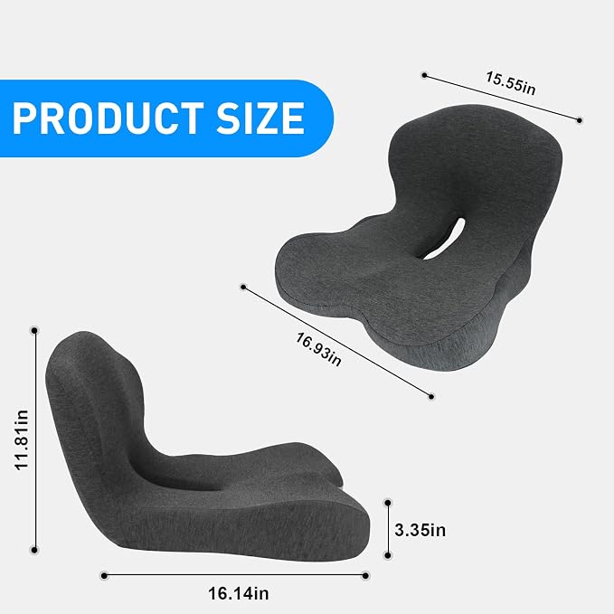 Denchy Memory Foam Car Seat Cushion with Back Support, Truck Driver Cushion | Seat Cushion with Lumbar Support Pillow for Long Driving, Orthopedic Butt Sitting Pad for Office Chair Pain Relief - Image 7