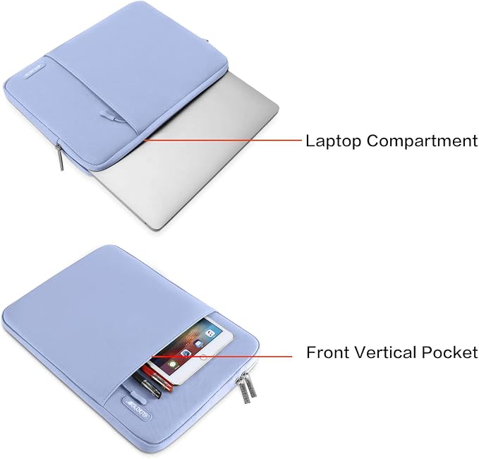 MOSISO Laptop Case 16 inch, 15-15.6 inch Laptop Sleeve Bag with Pocket | Compatible with MacBook Pro 16 M5 M4 M3 M2 M1, HP Acer Dell Lenovo ASUS, Polyester Vertical Computer Bag, Pastel Blue - Image 4