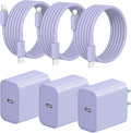 iPhone Fast Charger 3+3Pack 20W USB C Wall Charger with 6FT Fast Charging Cable Compatible with iPhone 14/13/12/11/Pro/Pro Max-Purple by STAMISH