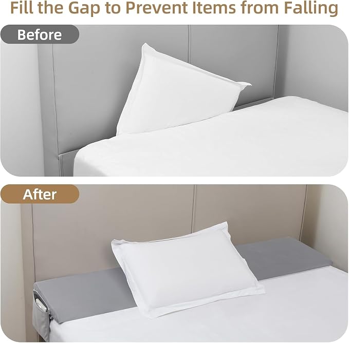 Vekkia Bed Wedge Pillow for Headboard Gap(Grey,King 76 in x 10 in x8 in) | Bed Wedge Gap filler,Pressure Lock Design Keeps in Place,High-Density Foam Fills Mattress Gaps (0-5.5"),Washable Cover - Image 4