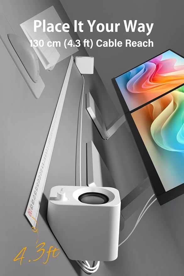 FUNLOGY Speaker - 14W Stereo PC Speakers, USB Powered, Compact Size with 30° Tilt Design, Volume Dial Control, for Desktop, Laptop, Monitor, Gaming Consoles, White - Image 7