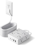 SUPERDANNY Extension Cord,Flat Plug Surge Protector Power Strip,20Ft | 8 AC & 4 USB Ports (2 USB C),Surge Protector with 1050J,Desk Charging Station for Home Office,College Dorm Room Essentials by SUPERDANNY