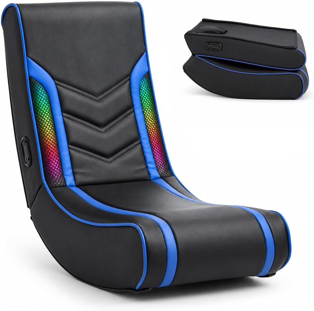 Foldable Floor Gaming Chair with LED Lights for Kids/Adults by HSUFLWS