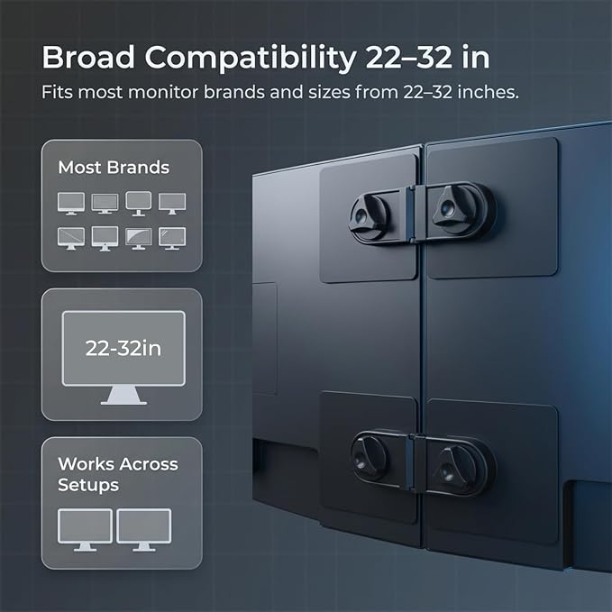 2-Pack Universal Magnetic Monitor Connection Bracket Compatible with All Computer Monitors Curved and Flat Screen Adjustable Magnetic Monitor Alignment Tool with Strong Adhesive - Image 2