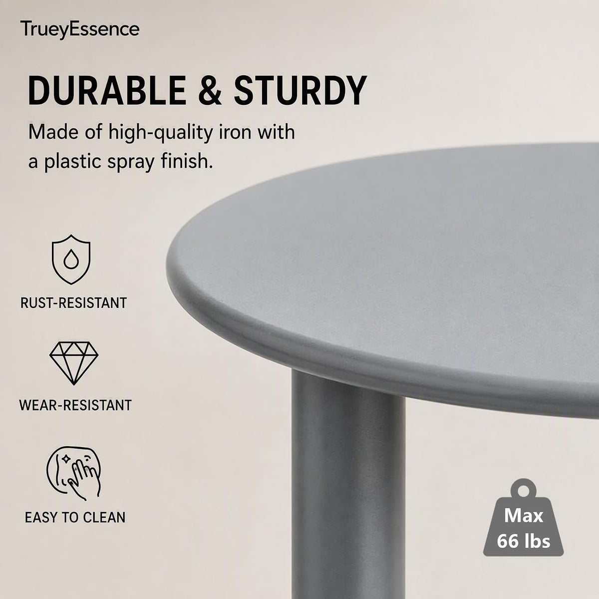 C-Shaped Round Side Table, Modern Metal End Table Laptop Tray with O-Shaped Base for Couch Living Room Bedroom Small Spaces (Grey, 18.9“x27.2”) - Image 5