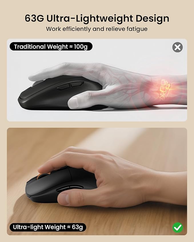 ProtoArc KM310 Wireless Mechanical Keyboard and Mouse, No Backlight | Aluminum quiet mechanical keyboard connects 3 devices via Bluetooth/2.4G, lightweight mouse, rechargeable, for Windows/Mac - Image 5