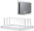OMOTON Vertical Laptop Stand, Clear Acrylic Dual Holder for MacBook Gaming | Adjustable Width 0.43-1.38", Clear Acrylic Dual Slot Stand for Desk, Compatible with MacBook Pro/Air HP Gaming up to 17" by OMOTON